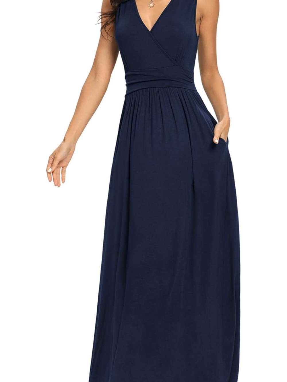Navy V-Neck Sleeveless Maxi Dress Size Medium 8-10